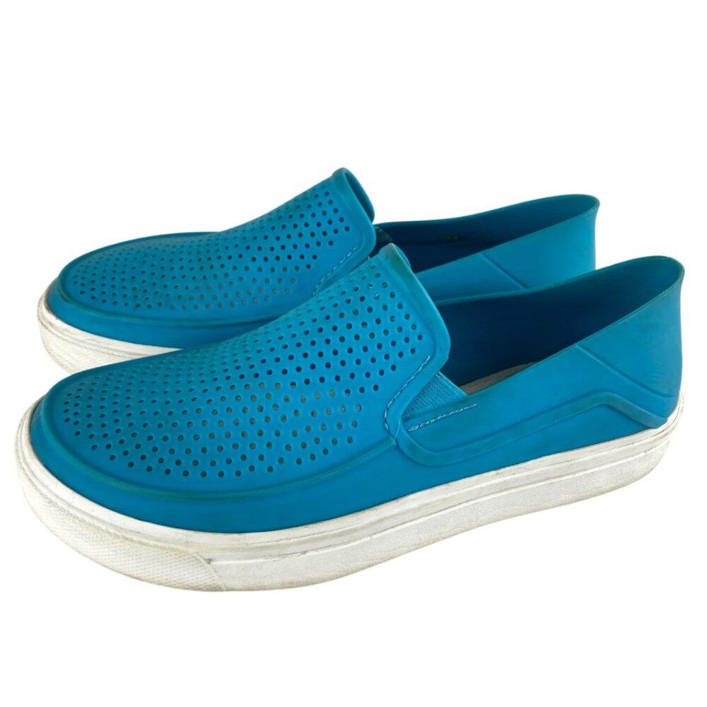Crocs Womens Sz 7 Comfort Slip On Boat Loafer Water Shoe‎ Blue Flats